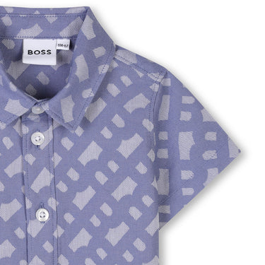 BOSS Camisa para bebe azul all over new logo manga corta